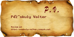Páskuly Valter névjegykártya